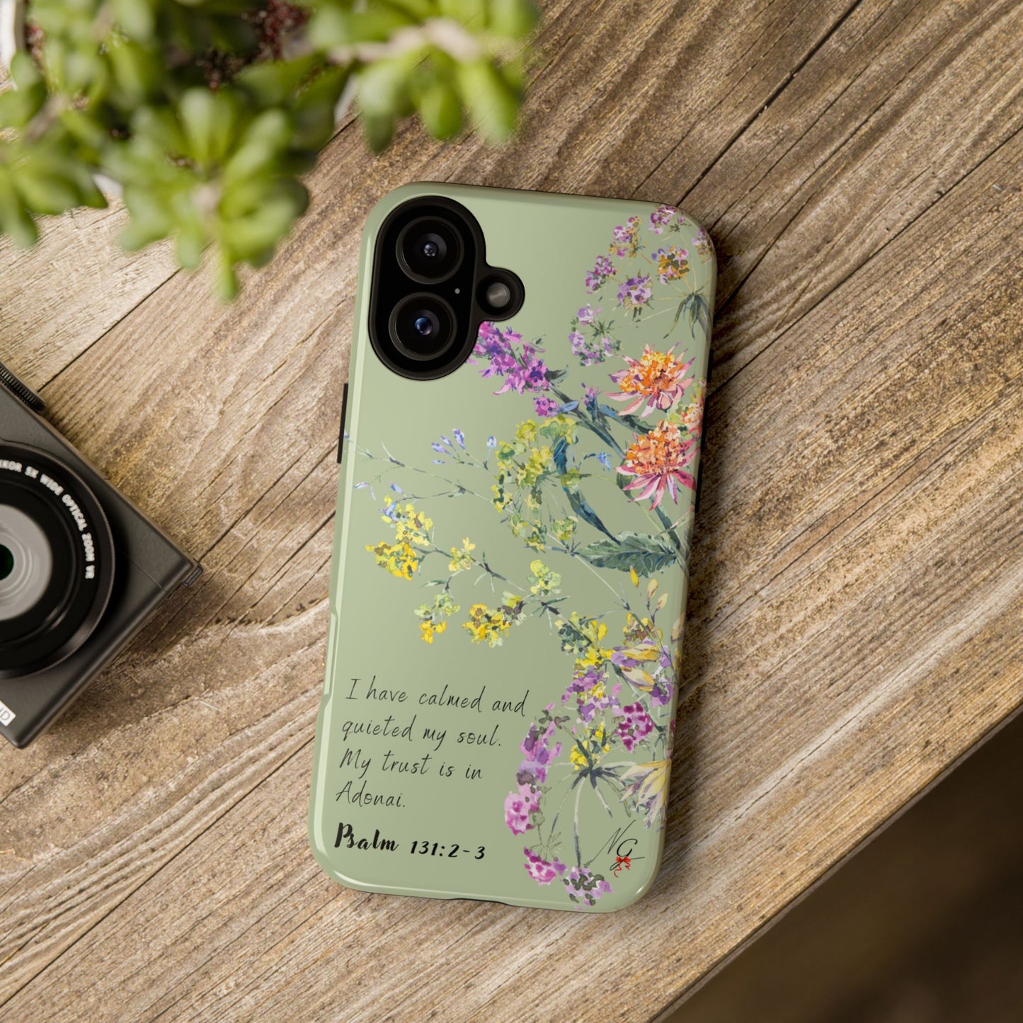 Phone Case - Botanic - Fully Sage Green, Psalm 131:2-3