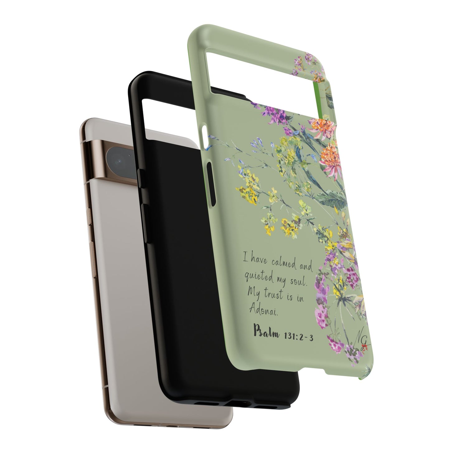 Phone Case - Botanic - Fully Sage Green, Psalm 131:2-3