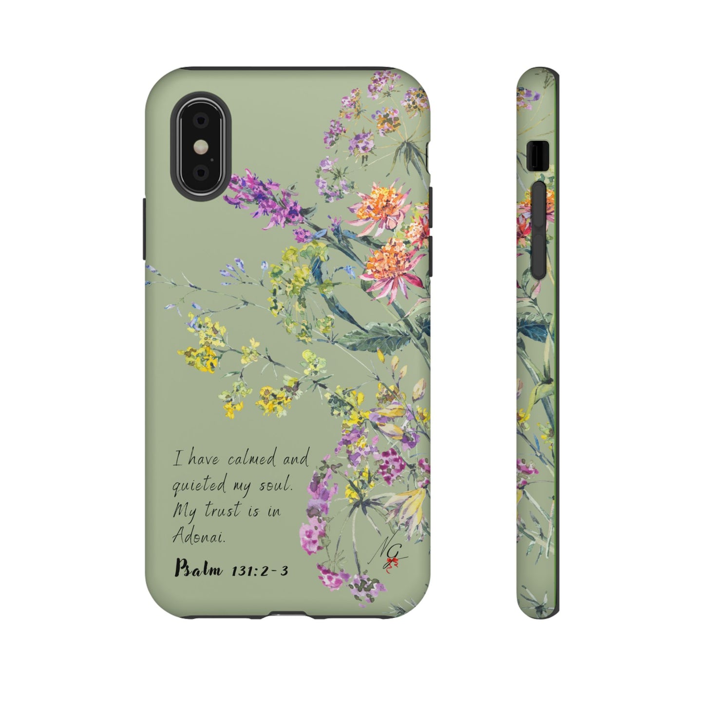 Phone Case - Botanic - Fully Sage Green, Psalm 131:2-3