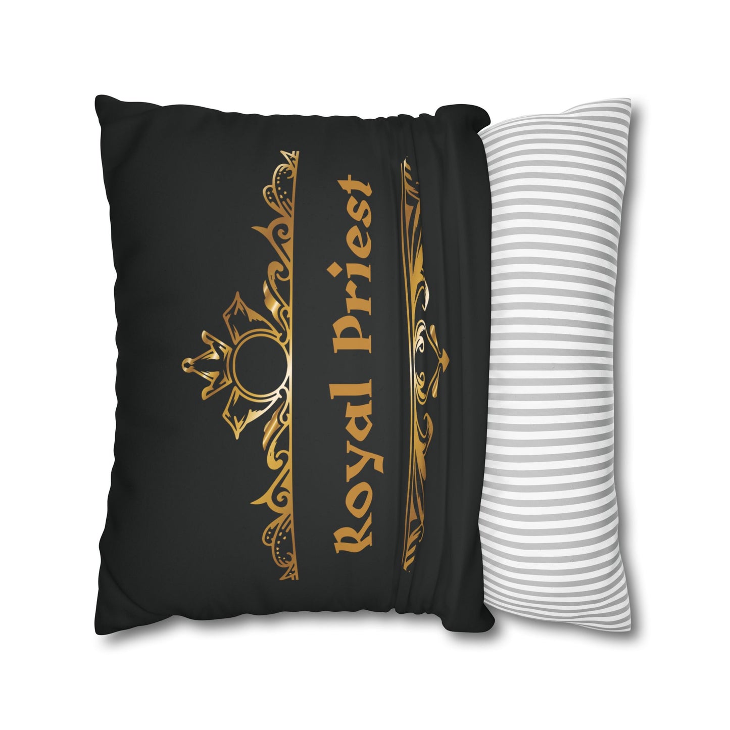 Faux Suede - Royal Priest Black Square Pillowcase - 1 Peter 2:9