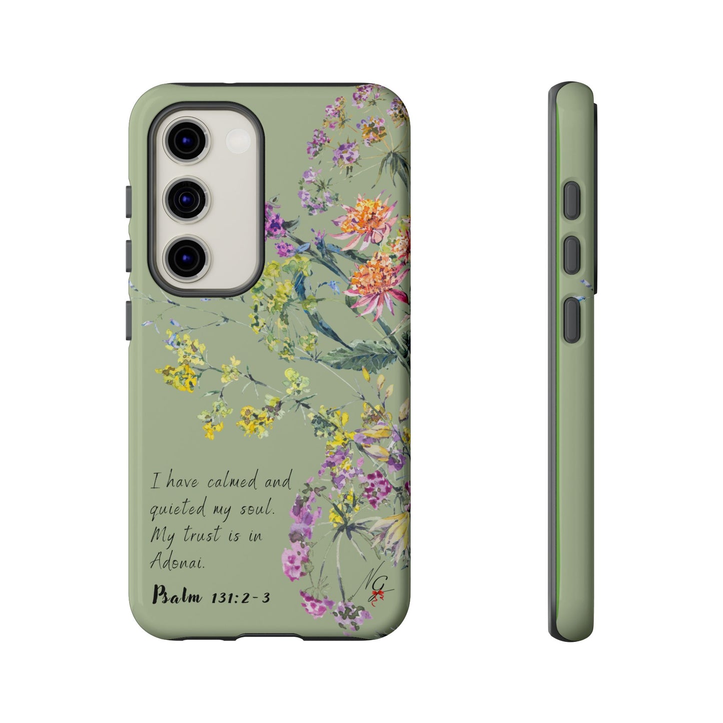 Phone Case - Botanic - Fully Sage Green, Psalm 131:2-3