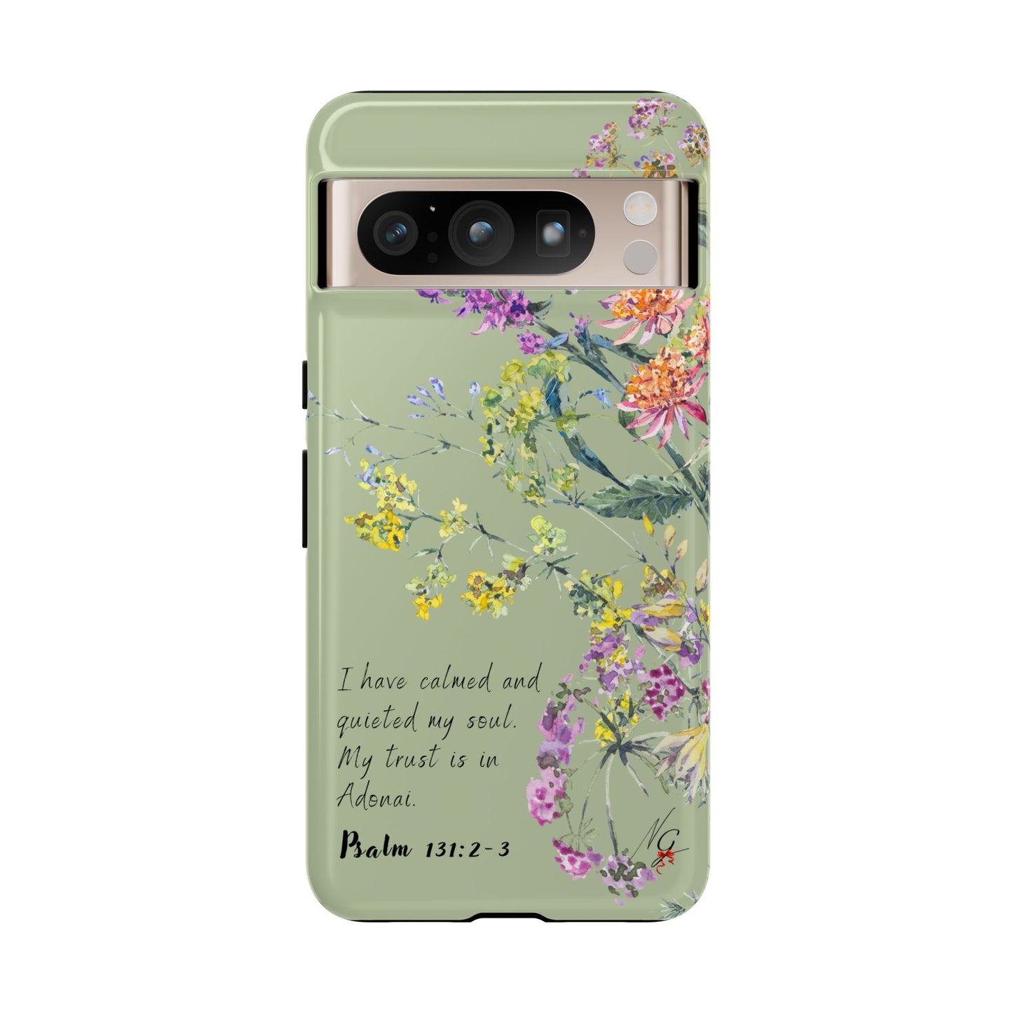 Phone Case - Botanic - Fully Sage Green, Psalm 131:2-3