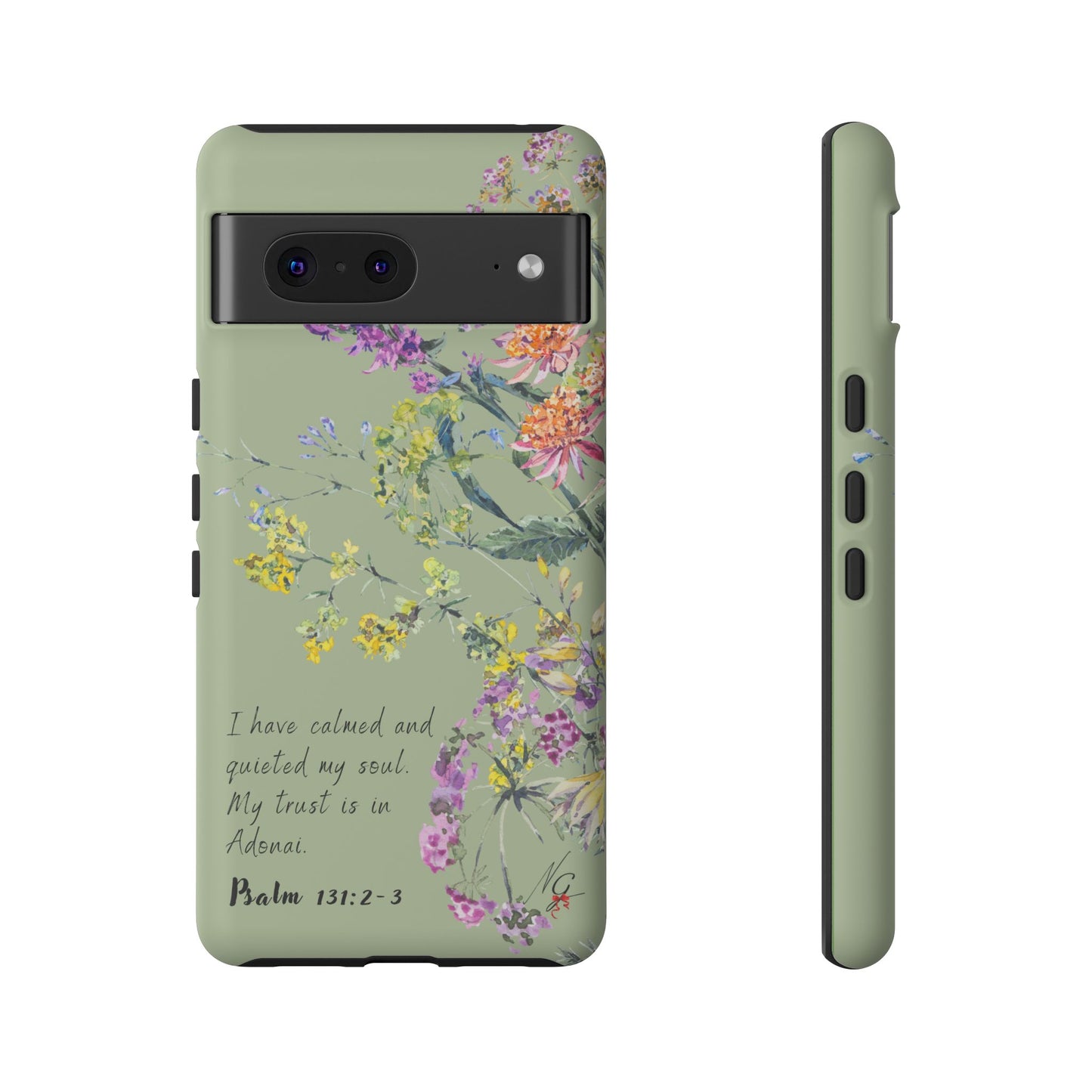 Phone Case - Botanic - Fully Sage Green, Psalm 131:2-3