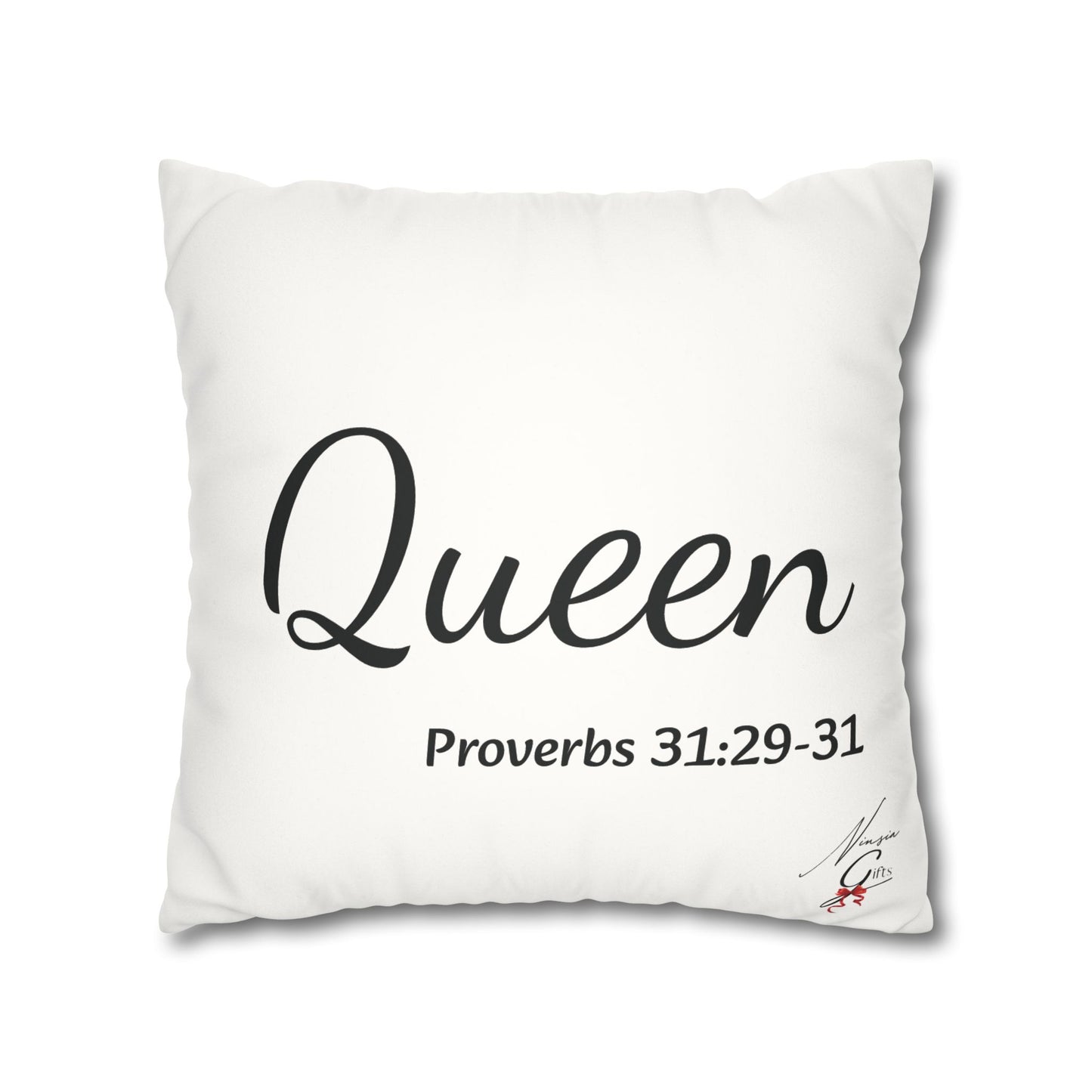 Faux Suede Square Pillowcase- BoBo Queen, Proverbs 31:29-31