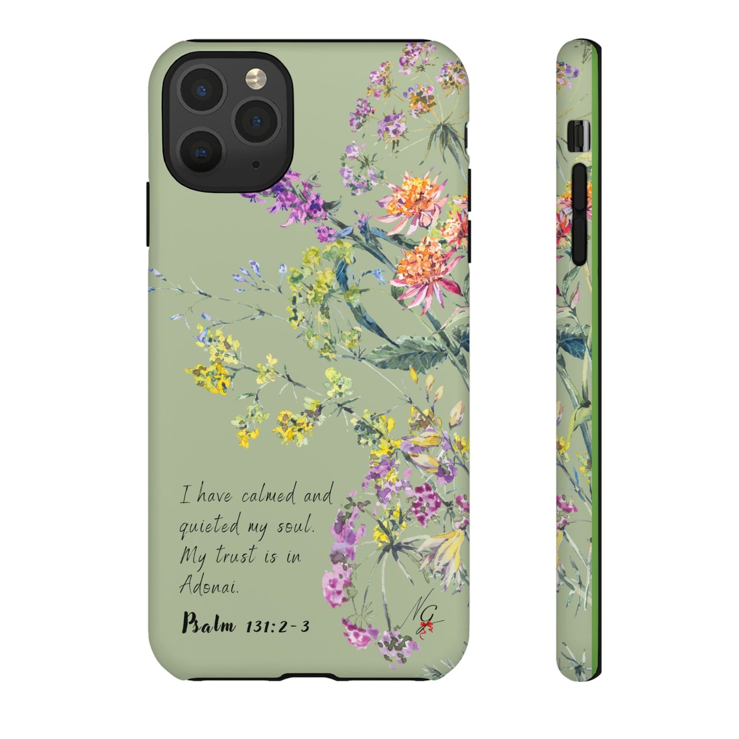 Phone Case - Botanic - Fully Sage Green, Psalm 131:2-3