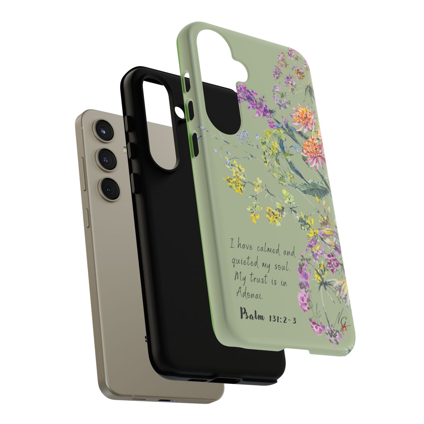 Phone Case - Botanic - Fully Sage Green, Psalm 131:2-3