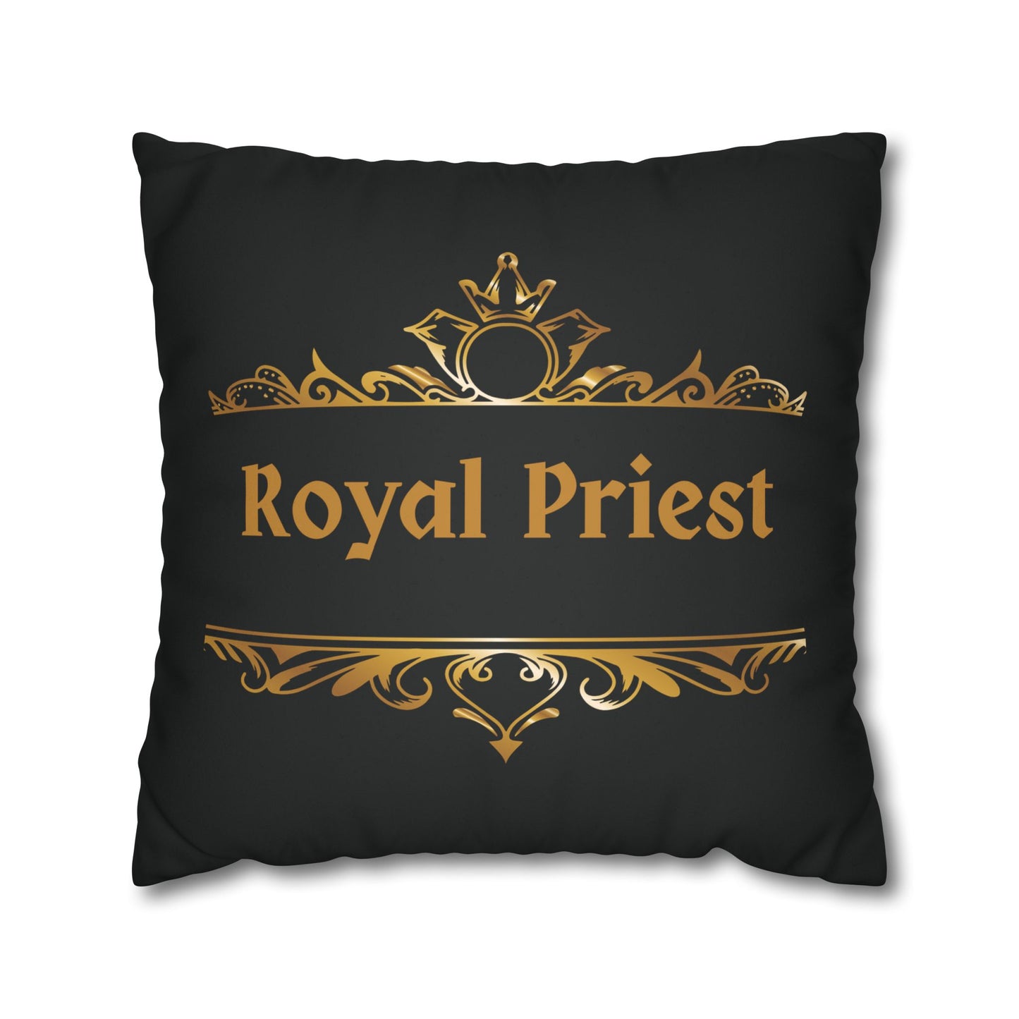 Faux Suede - Royal Priest Black Square Pillowcase - 1 Peter 2:9