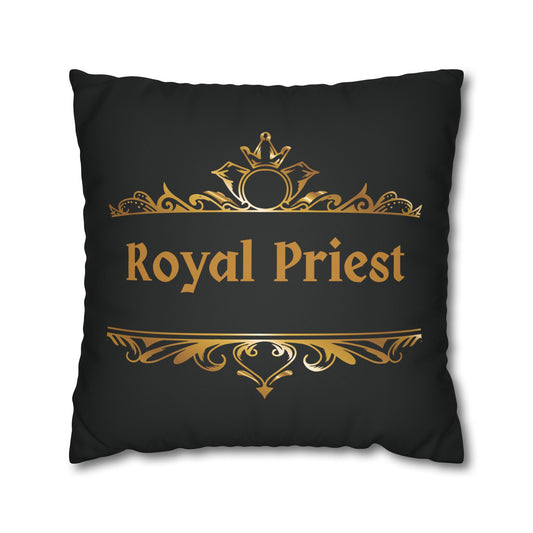 Faux Suede - Royal Priest Black Square Pillowcase - 1 Peter 2:9