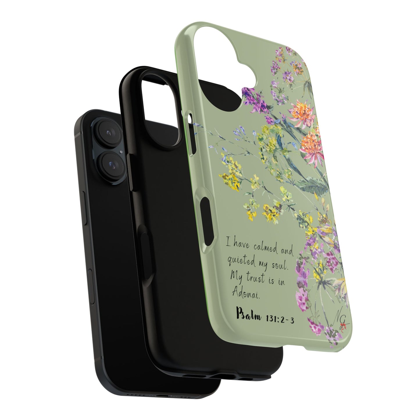 Phone Case - Botanic - Fully Sage Green, Psalm 131:2-3