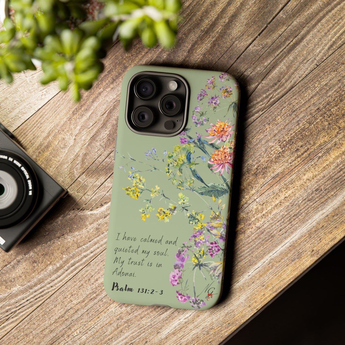 Phone Case - Botanic - Fully Sage Green, Psalm 131:2-3