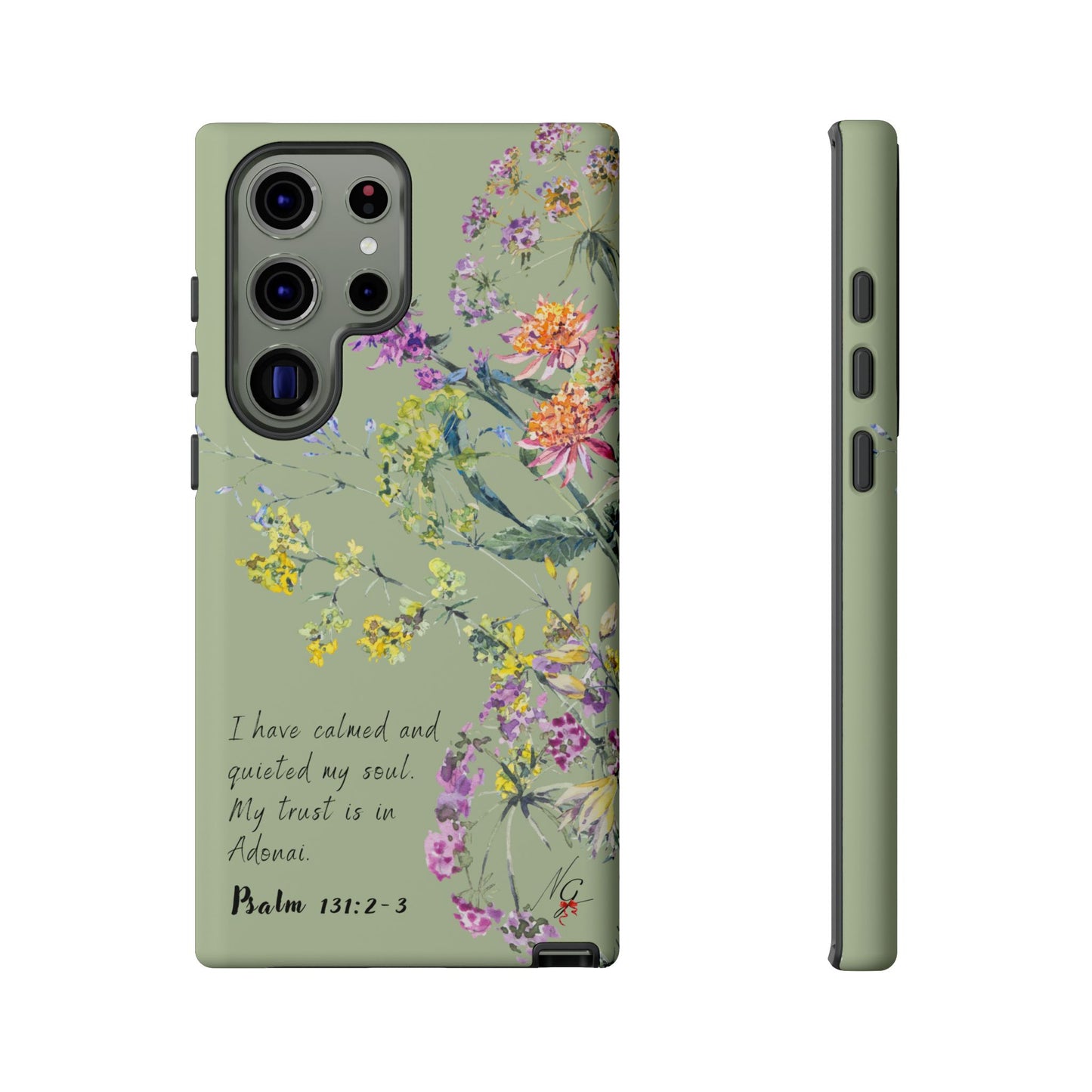 Phone Case - Botanic - Fully Sage Green, Psalm 131:2-3