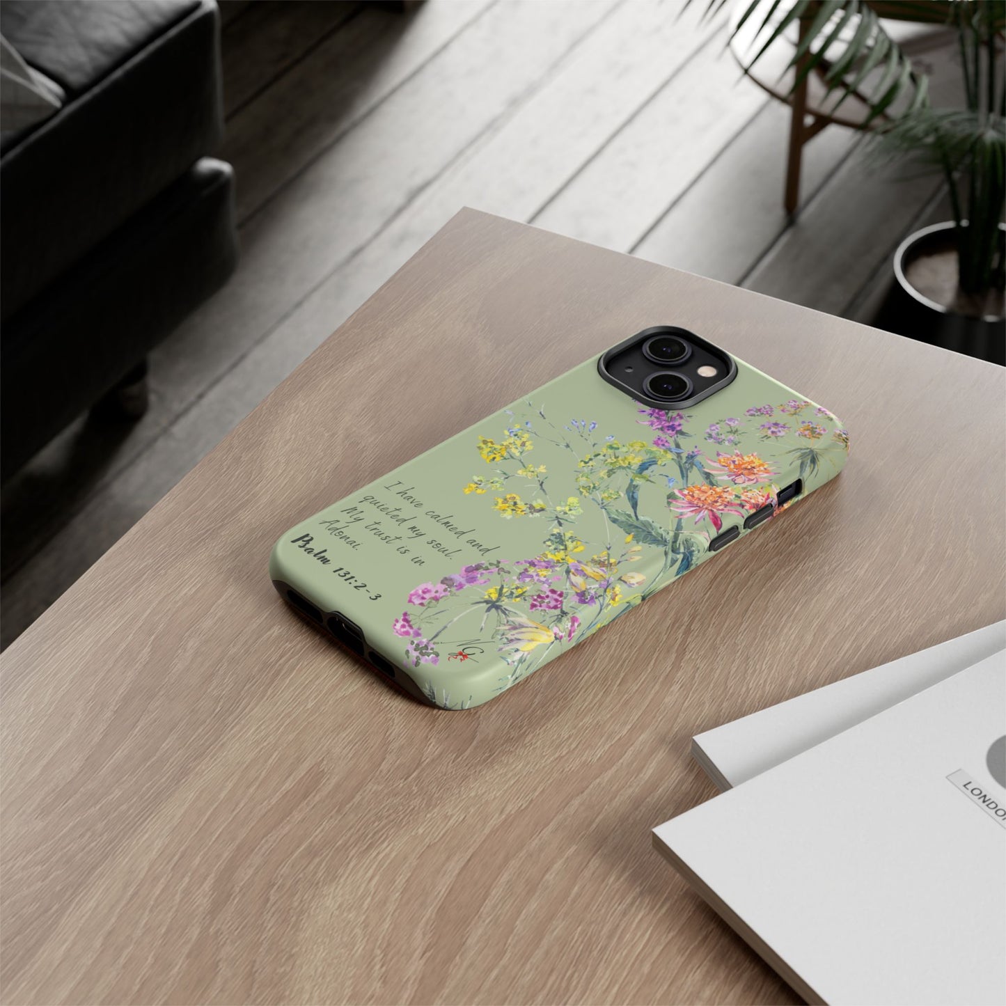 Phone Case - Botanic - Fully Sage Green, Psalm 131:2-3