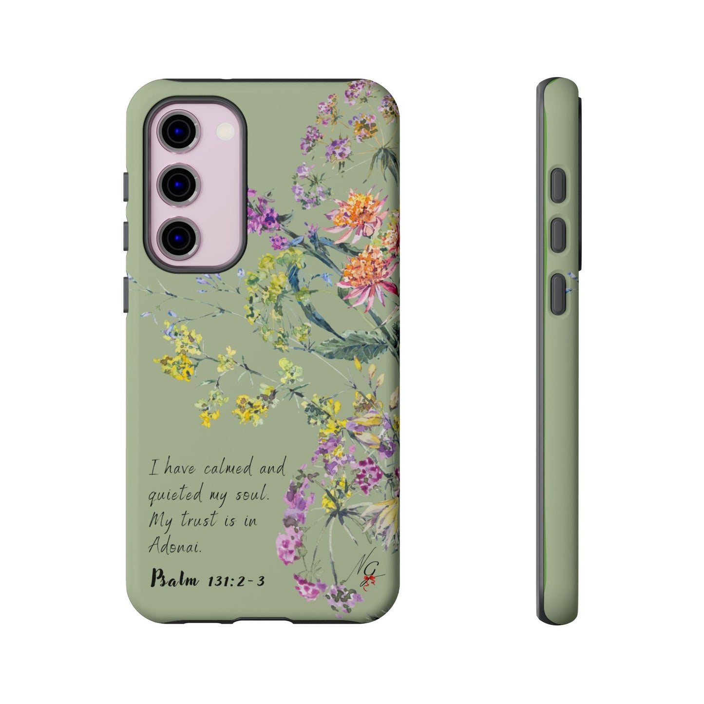 Phone Case - Botanic - Fully Sage Green, Psalm 131:2-3