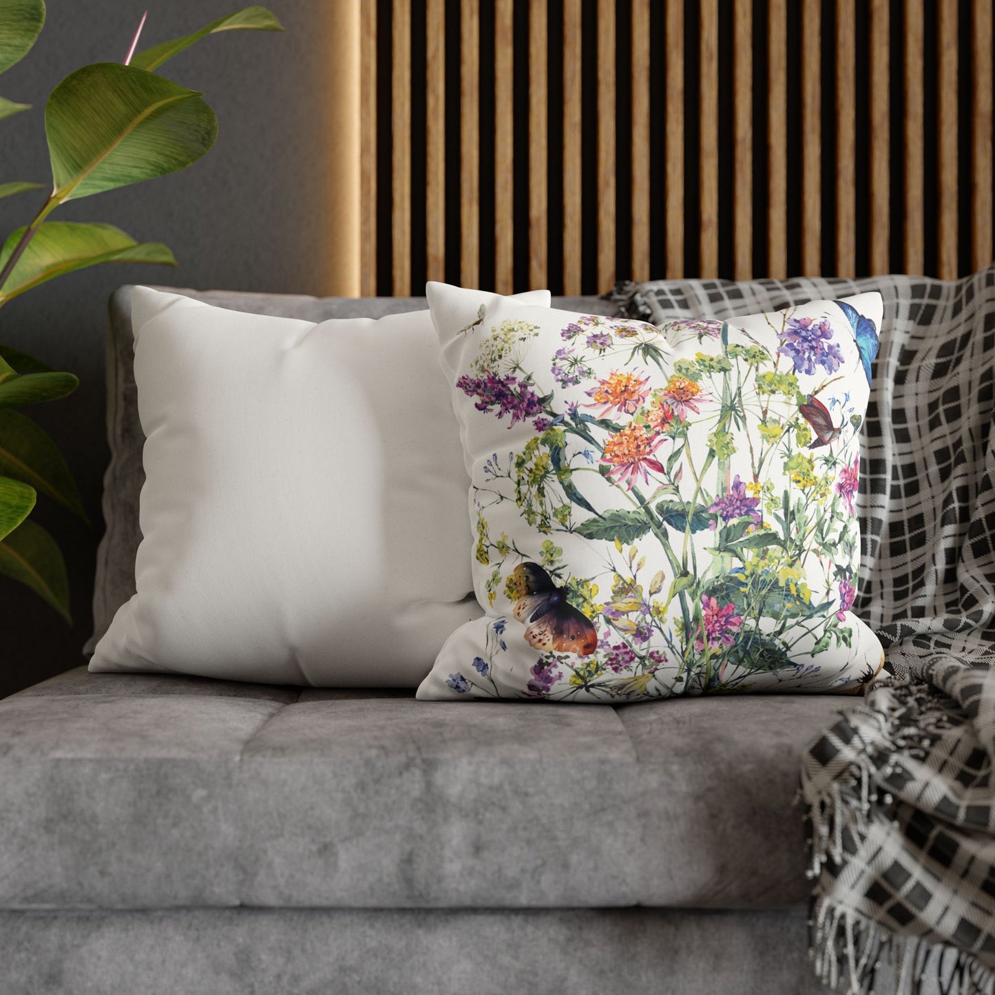 Faux Suede Square Pillowcase - Summer Bloom